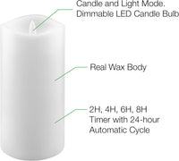 Stonebriar 3 Count White Real Wax 3x6 Flameless LED Pillar Candles with Remote and Timer (WS)