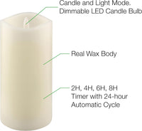 Stonebriar 3 Count Ivory Real Wax 3x6 Flameless LED Pillar Candles with Remote and Timer
