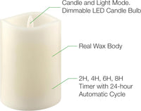 Stonebriar 3 Count Ivory Real Wax 3x4 Flameless LED Pillar Candles with Remote and Timer