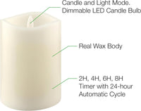 Stonebriar 3 Count Ivory Real Wax 3x4 Flameless LED Pillar Candles with Remote and Timer (WS)