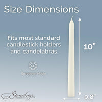 Stonebriar Tall 10" White Unscented 4 Pack Taper Candles (WS)