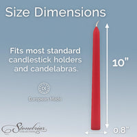 Stonebriar Unscented Taper Candles – 7 Hour Burn Time, Long-Lasting Wax Candles for Weddings, Holidays, Home Décor & Special Events, Pack of 10, Red, 10"