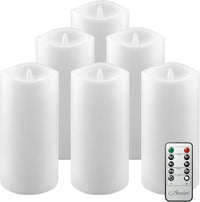 Stonebriar 6 Count White Real Wax 3x6 Flameless LED Pillar Candles with Remote and Timer