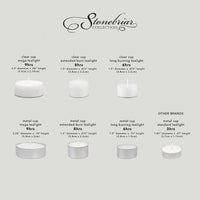 Stonebriar Bulk 24 Pack Unscented Smokeless Long Burning Clear Cup Tea Light Candles with 8 Hour Extended Burn Time