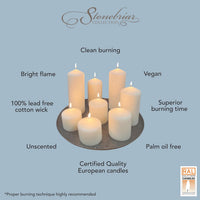 Stonebriar Unscented Pillar Candles – 65 Hour Burn Time, Long-Lasting Wax Candles for Weddings, Holidays, Home Décor & Special Events, Pack of 3, Ivory, 3" x 6" (WS)