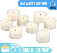 Stonebriar Bulk 192 Pack Unscented Smokeless Long Burning Clear Cup Tea Light Candles with 8 Hour Extended Burn Time