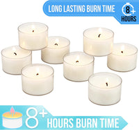 Stonebriar Bulk 192 Pack Unscented Smokeless Long Burning Clear Cup Tea Light Candles with 8 Hour Extended Burn Time (WS)