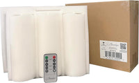 Stonebriar 6 Count White Real Wax 3x8 Flameless LED Pillar Candles with Remote and Timer (WS)