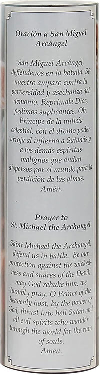 Stonebriar St. Micheal Flameless LED Devotional Prayer Candle with Automatic Timer