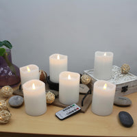 Stonebriar 3 Count White Real Wax 3x4 Flameless LED Pillar Candles with Remote and Timer