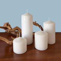 Stonebriar 3 Pack Tall 3 x 6 Inch 65 Hour Long Burning Unscented White Wax Pillar Candles (WS)