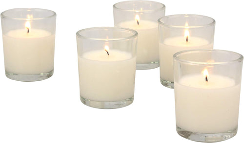 Stonebriar Votive Candles — 12 Hour Burn Time, Unscented Long-Lasting Wax Filled Candles in Clear Glass for Home Décor & Special Occasions, Pack of 48, Ivory