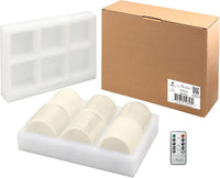 Stonebriar 6 Count Real Ivory Wax 3x4 Flameless LED Pillar Candles with Remote and Timer