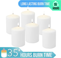 Stonebriar Unscented White Tall Pillar Candles, 35 Hour Burning Candle Pillars, Perfect for Decor, Weddings, Emergencies 3" X 4", 6 count