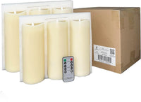 Stonebriar 6 Count Ivory Real Wax 3x8 Flameless LED Pillar Candles with Remote and Timer