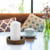 Stonebriar 3 Pack Tall 3 x 6 Inch 65 Hour Long Burning Unscented White Wax Pillar Candles (WS)