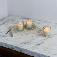 Stonebriar 48 Pack Unscented Long Burning Clear Glass Ivory Wax Filled Votive Candles (WS)