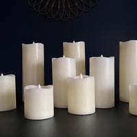 Stonebriar 3 Count Ivory Real Wax 3x3 Flameless LED Pillar Candles with Remote and Timer (WS)