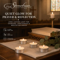Aluminum-cup tealights for prayer and reflection