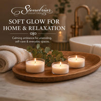 Clear-cup tealights on a wooden tray: soft glow for home and relaxation