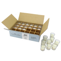 Stonebriar 24 Pack Unscented Long Burning Clear Glass Ivory Wax Filled Votive Candles