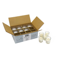 Stonebriar 12 Pack Unscented Long Burning Clear Glass Ivory Wax Filled Votive Candles