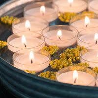 Stonebriar 24-pack unscented clear-cup tea light candles, 6 to 7 hour burn time