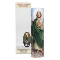 Stonebriar St. Jude flameless LED devotional prayer candle with automatic timer