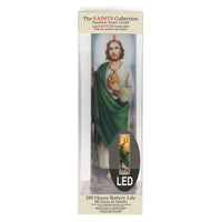 Stonebriar St. Jude flameless LED devotional prayer candle with automatic timer