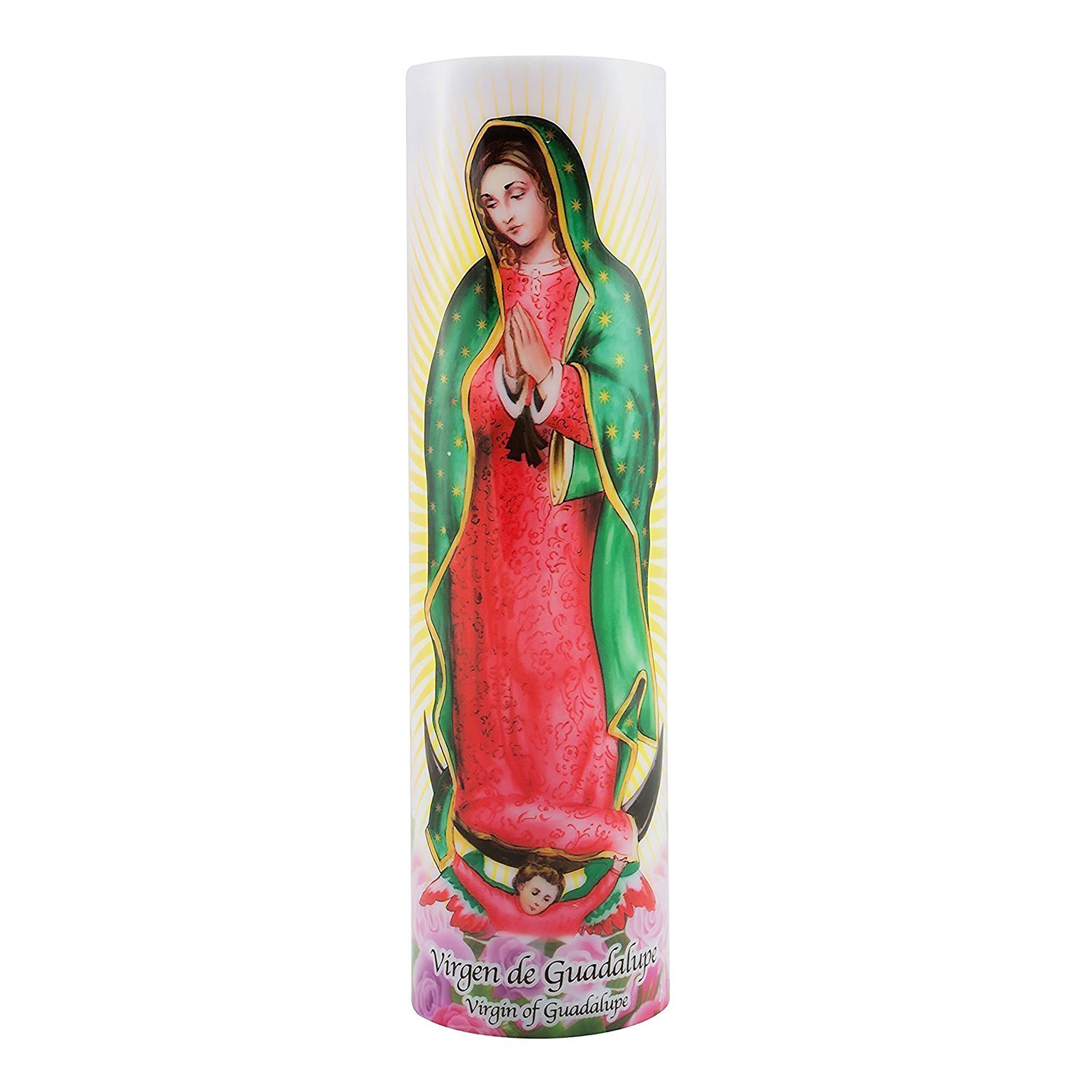 Stonebriar Virgin of Guadalupe flameless LED prayer candle with automatic timer