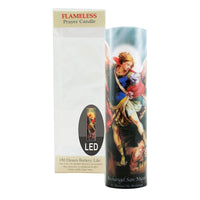 Stonebriar St. Michael flickering LED prayer candle with automatic timer