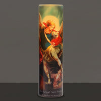 Stonebriar St. Michael flickering LED prayer candle with automatic timer