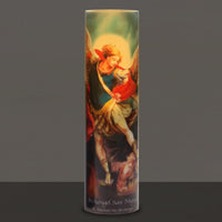 Stonebriar St. Michael flickering LED prayer candle with automatic timer