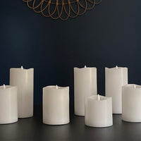 Stonebriar 6-pack white flameless LED pillar candles, 3 by 3 inch, with remote and timer