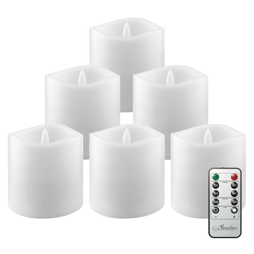 Stonebriar 6-pack white flameless LED pillar candles, 3 by 3 inch, with remote and timer