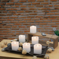 Stonebriar 6-pack white flameless LED pillar candles, 3 by 3 inch, with remote and timer