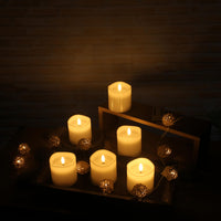 Stonebriar 6-pack white flameless LED pillar candles, 3 by 3 inch, with remote and timer