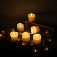 Stonebriar 6-pack white flameless LED pillar candles, 3 by 3 inch, with remote and timer