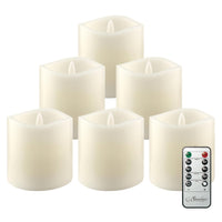 Stonebriar 6-pack ivory flameless LED pillar candles, 3 by 3 inch, with remote and timer