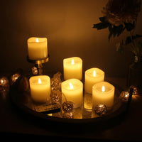 Stonebriar 6-pack ivory flameless LED pillar candles, 3 by 3 inch, with remote and timer