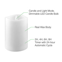 Stonebriar 6-pack white flameless LED pillar candles, 3 by 4 inch, with remote and timer