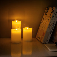 Stonebriar 6-pack white flameless LED pillar candles, 3 by 4 inch, with remote and timer
