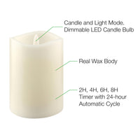 Stonebriar 6-pack ivory flameless LED pillar candles, 3 by 4 inch, with remote and timer