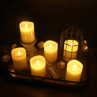 Stonebriar 6-pack ivory flameless LED pillar candles, 3 by 4 inch, with remote and timer