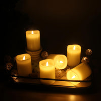 Stonebriar 6-pack ivory flameless LED pillar candles, 3 by 4 inch, with remote and timer