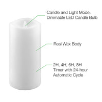 Stonebriar 6-pack white flameless LED pillar candles, 3 by 6 inch, with remote and timer