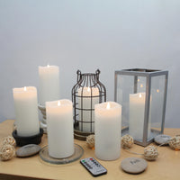 Stonebriar 6-pack white flameless LED pillar candles, 3 by 6 inch, with remote and timer