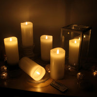 Stonebriar 6-pack white flameless LED pillar candles, 3 by 6 inch, with remote and timer