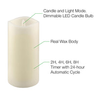 Stonebriar 6-pack ivory flameless LED pillar candles, 3 by 6 inch, with remote and timer