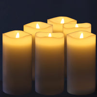 Stonebriar 6-pack ivory flameless LED pillar candles, 3 by 6 inch, with remote and timer